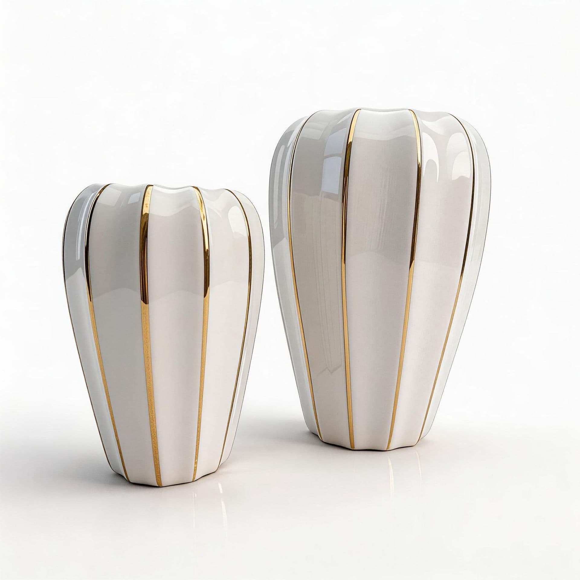 Gold Ribbed Ceramic Vase detail 6