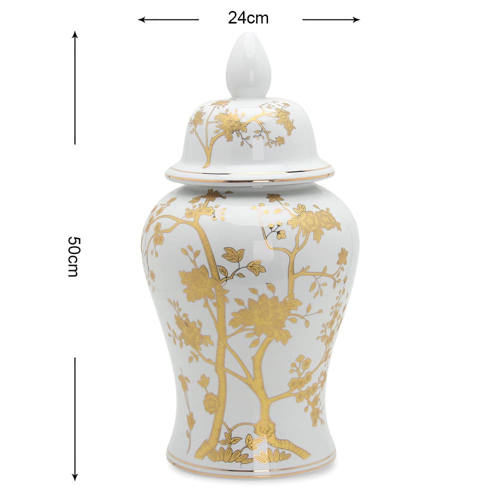 Gold Vine Ceramic Temple Jar detail 5