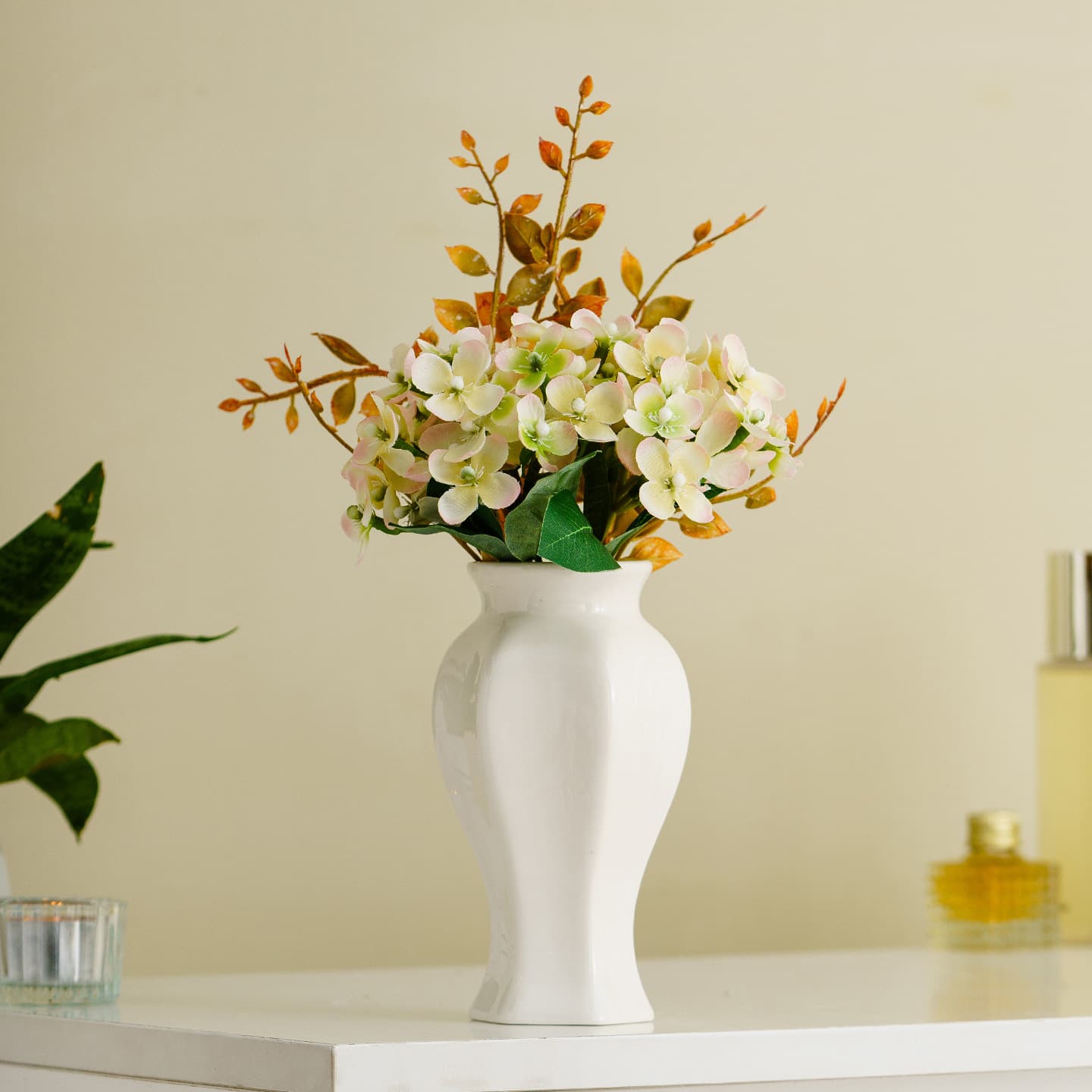 White Ceramic Hydroponic Vase Set detail 3