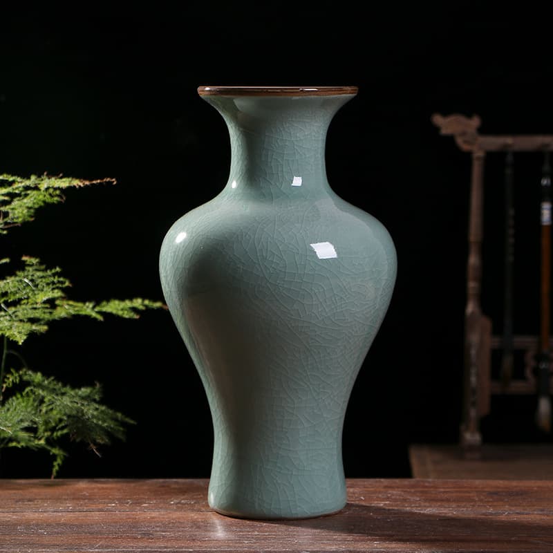 Celadon Crackle Glaze Porcelain Vase detail 4