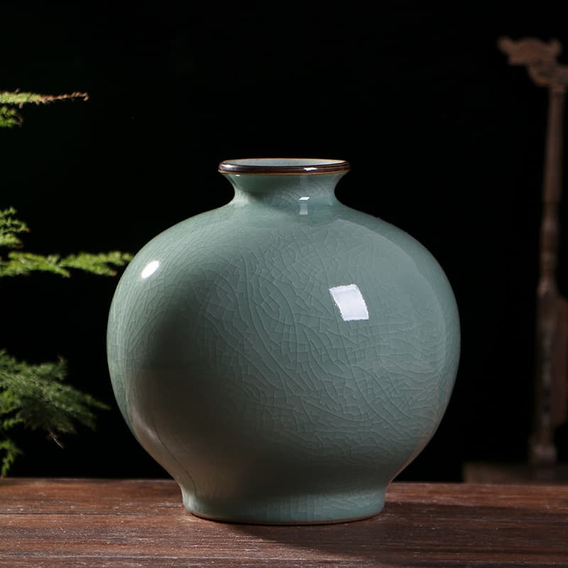 Celadon Crackle Glaze Porcelain Vase detail 5