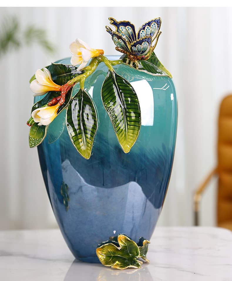 Turquoise Enamel Glass Vase detail 6